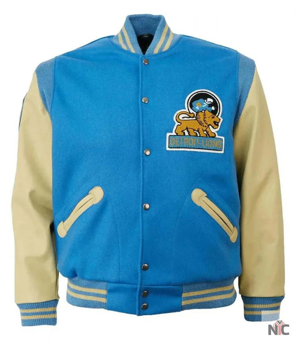 1952 Detroit Lions Cream and Blue Jacket Clanton Jacket