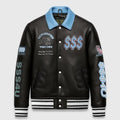 $$$4U Collared Varsity Black Jacket Clanton Jacket