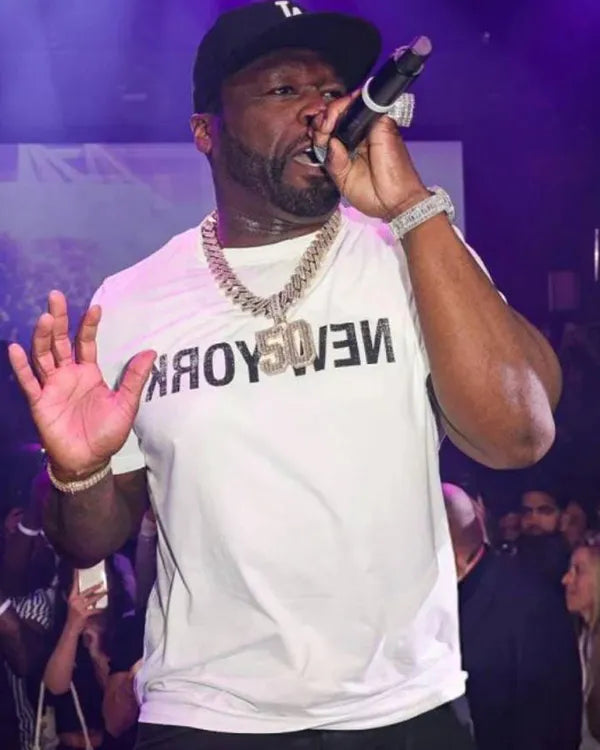 50 Cent Miami Ra50 Cent Miami Race White T-Shirtce White T-Shirt
