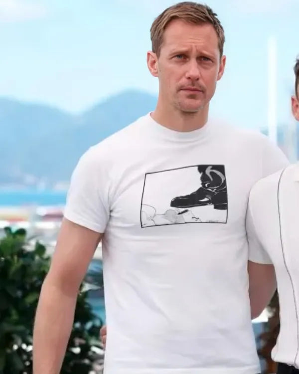 78th Annual Cannes Film Festival Alexander Skarsgård White T-Shirt