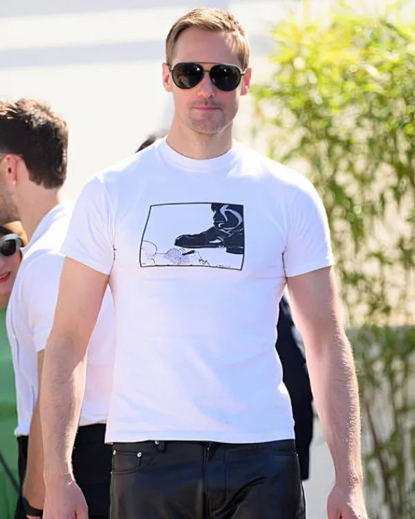 78th Annual Cannes Film Festival Alexander Skarsgård White T-Shirt