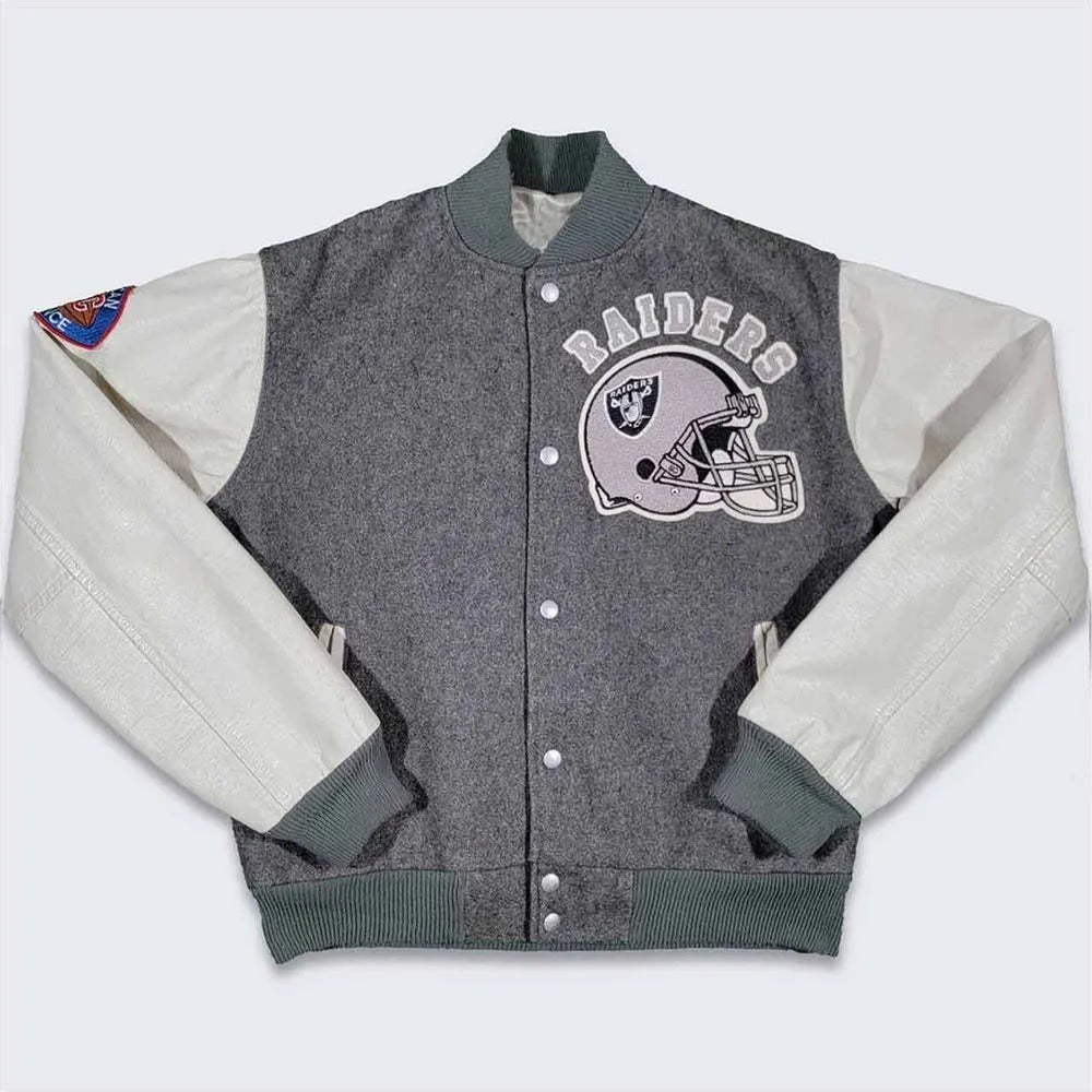 80’s La Raiders Gray And Cream Wool Varsity Jacket NYC Jackets