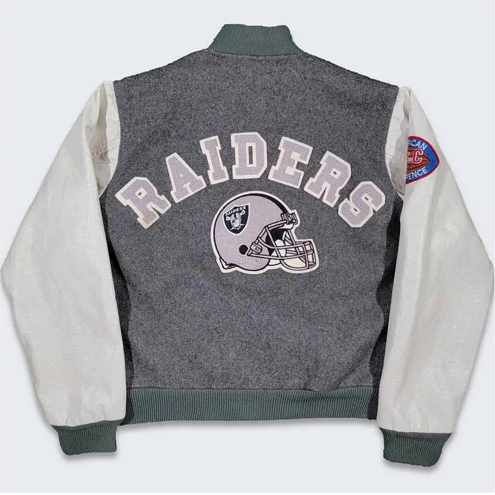 80’s La Raiders Gray And Cream Wool Varsity Jacket NYC Jackets