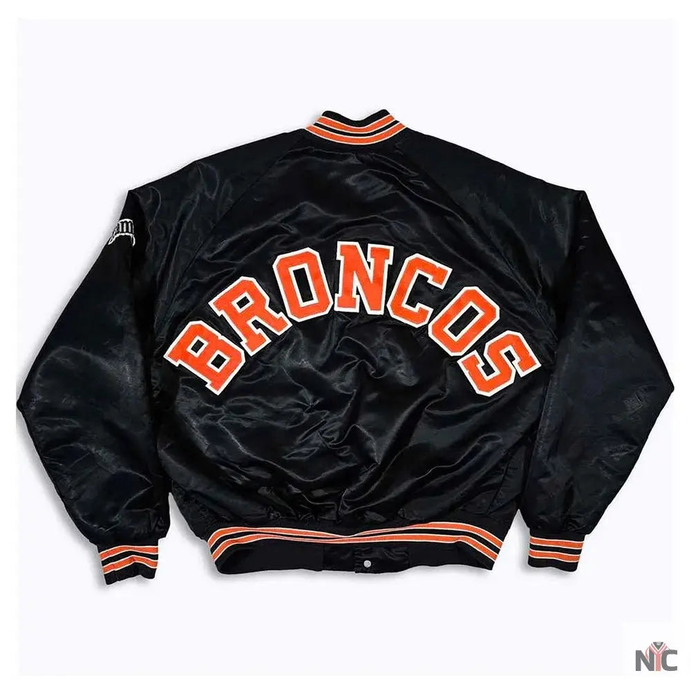 80s Denver Broncos Black Bomber Jacket Clanton Jacket