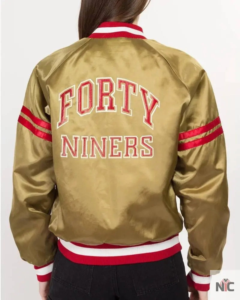 80s San Francisco 49ers Chalk Line Gold Satin Jacket Clanton Jacket