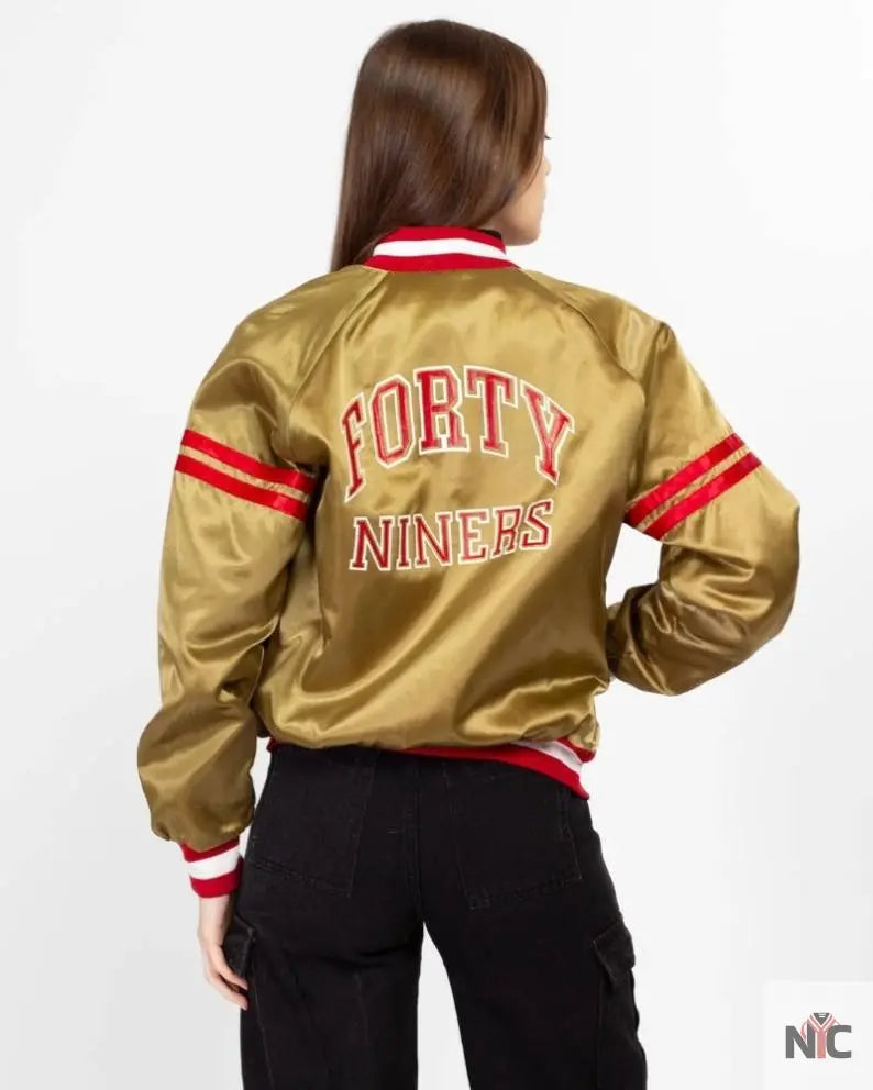 80s San Francisco 49ers Chalk Line Gold Satin Jacket Clanton Jacket
