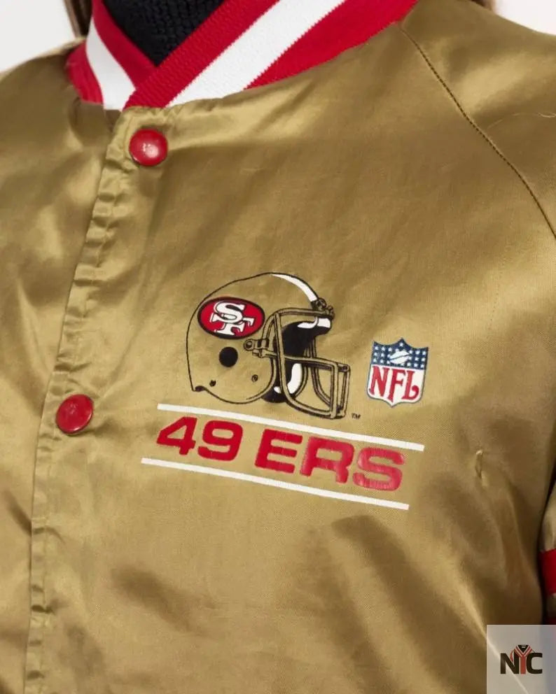80s San Francisco 49ers Chalk Line Gold Satin Jacket Clanton Jacket