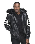 8 Ball David Puddy Black Leather Bomber Jacket