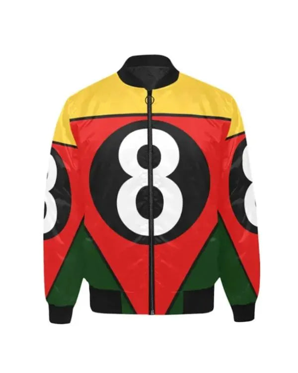 8 Ball Printed Satin Bomber Jacket