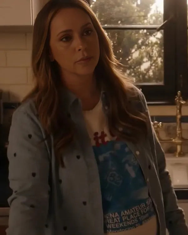 9-1-1 S08 Jennifer Love Hewitt Hearts Printed Denim Shirt