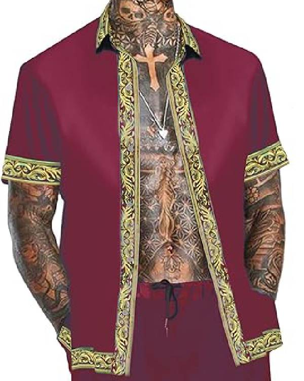 90 Day Fiance Pillow Talk Burgundy & Gold Trim Pajamas Clanton Jacket