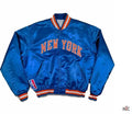 90s New York Knicks Bomber Blue Satin Jacket Clanton Jacket