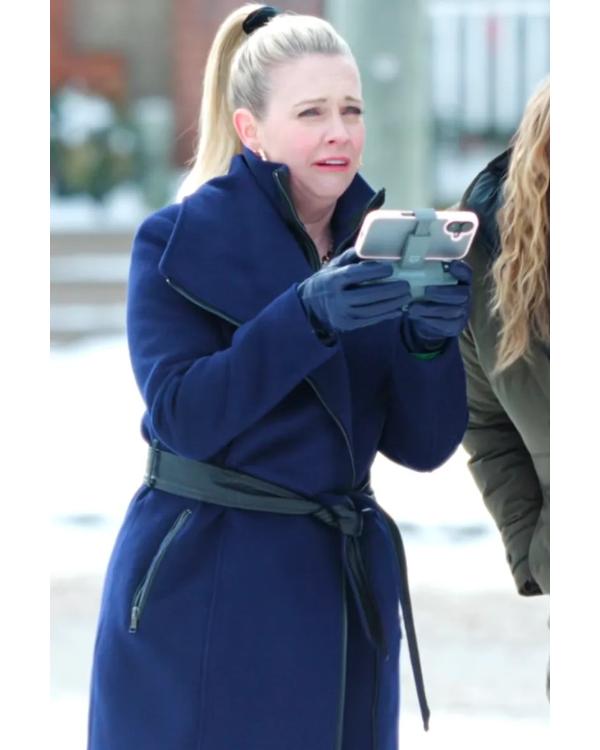 A Merry Little Ex-Mas 2025 Melissa Joan Hart Blue Belted Coat