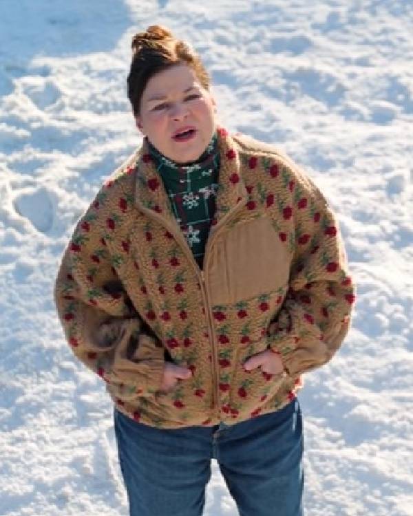 A Merry Little Ex-Mas Red Roses Printed Sherpa Jacket