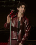 A Very Jonas Christmas Joe Jonas Burgundy Leather Jacket