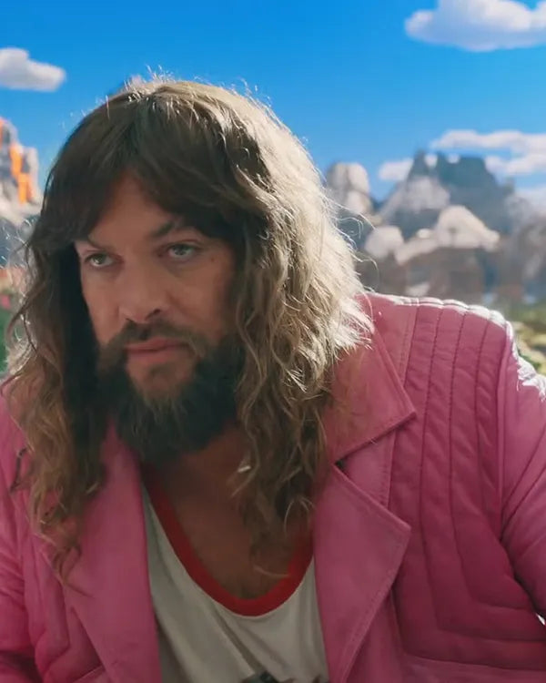 A Minecraft Movie 2025 Jason Momoa Pink Fringe Jacket