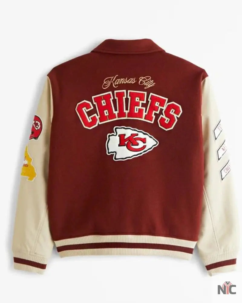 Abercrombie Kansas City Chiefs Brown And White Varsity Bomber Jacket Clanton Jacket