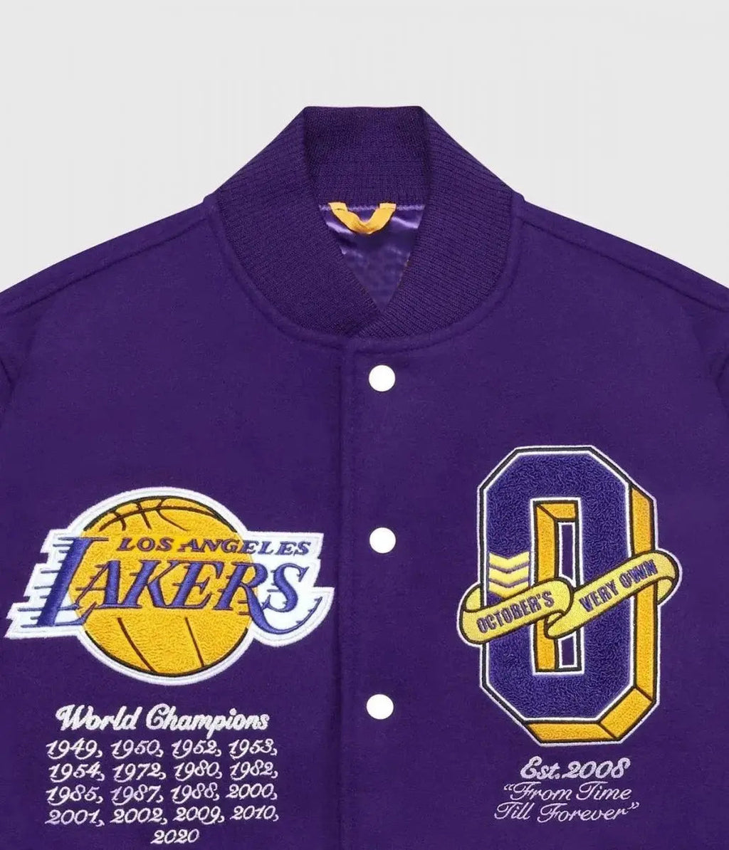 Los Angeles Lakers OVO Purple Wool Varsity Jacket Clanton Jacket