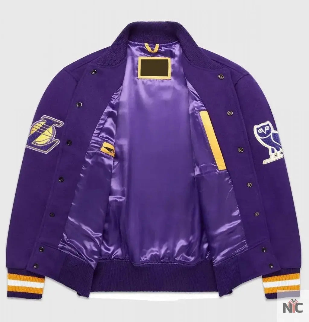 Los Angeles Lakers OVO Purple Wool Varsity Jacket Clanton Jacket
