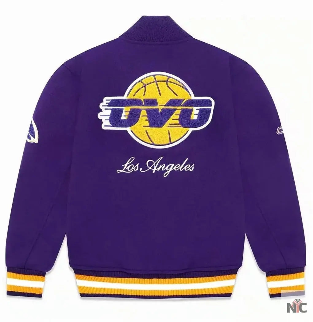 Los Angeles Lakers OVO Purple Wool Varsity Jacket Clanton Jacket