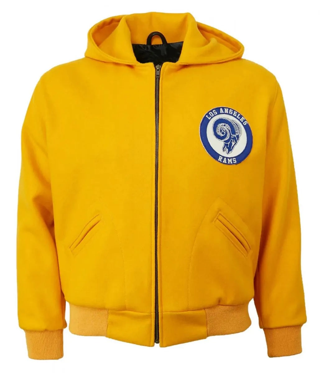 1950 Los Angeles Rams Yellow Wool Hooded Jacket USA Jackets
