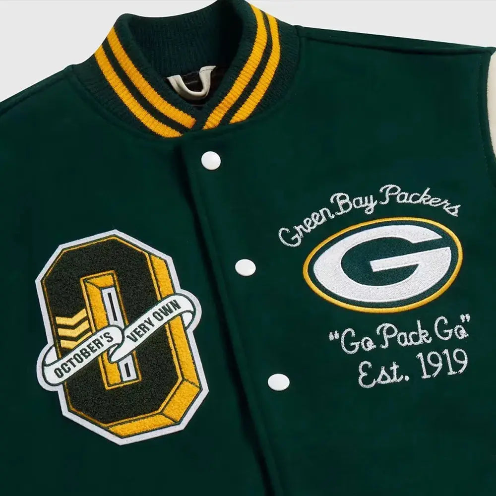 OVO X NFL Green Bay Packers Varsity Jacket Clanton Jacket