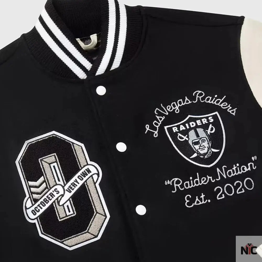 OVO X NFL Las Vegas Raiders Varsity Jacket Clanton Jacket