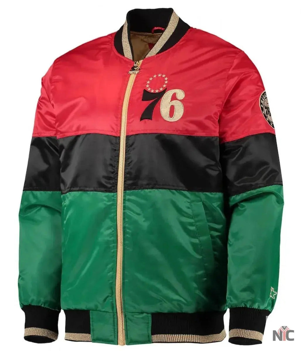 Philadelphia 76ers Satin Full-Zip Jacket Clanton Jacket
