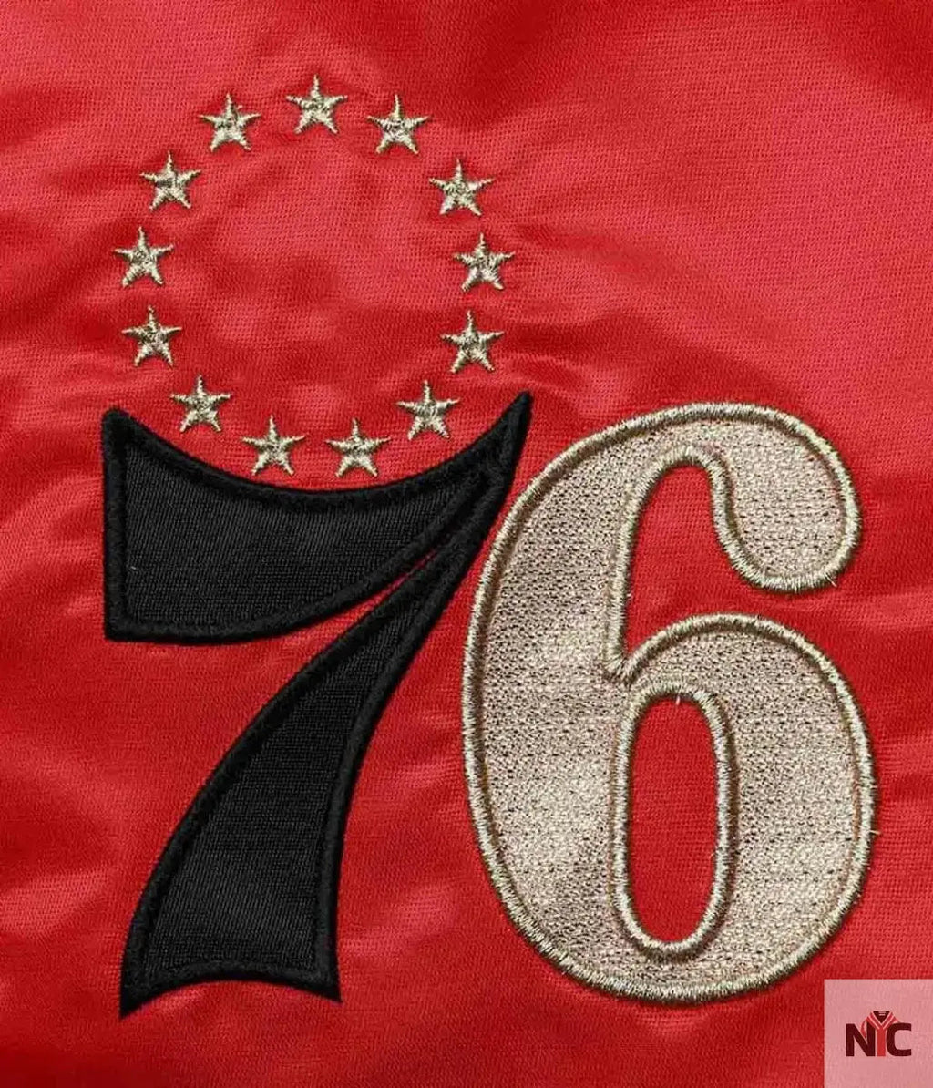 Philadelphia 76ers Satin Full-Zip Jacket Clanton Jacket