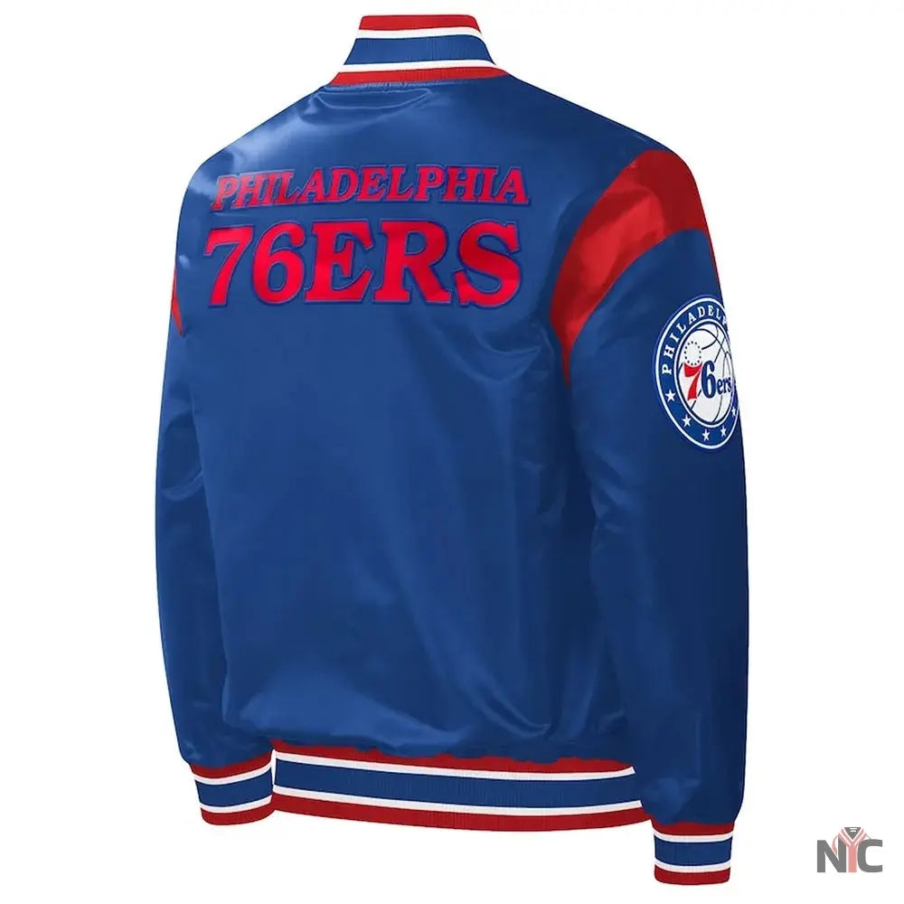 Royal Philadelphia 76ers Force Play Satin Jacket Clanton Jacket