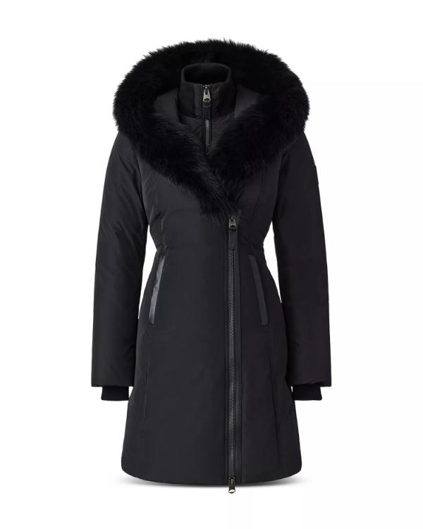 A Merry Little Ex-Mas 2025 Jameela Jamil Black Fur-Trim Coat
