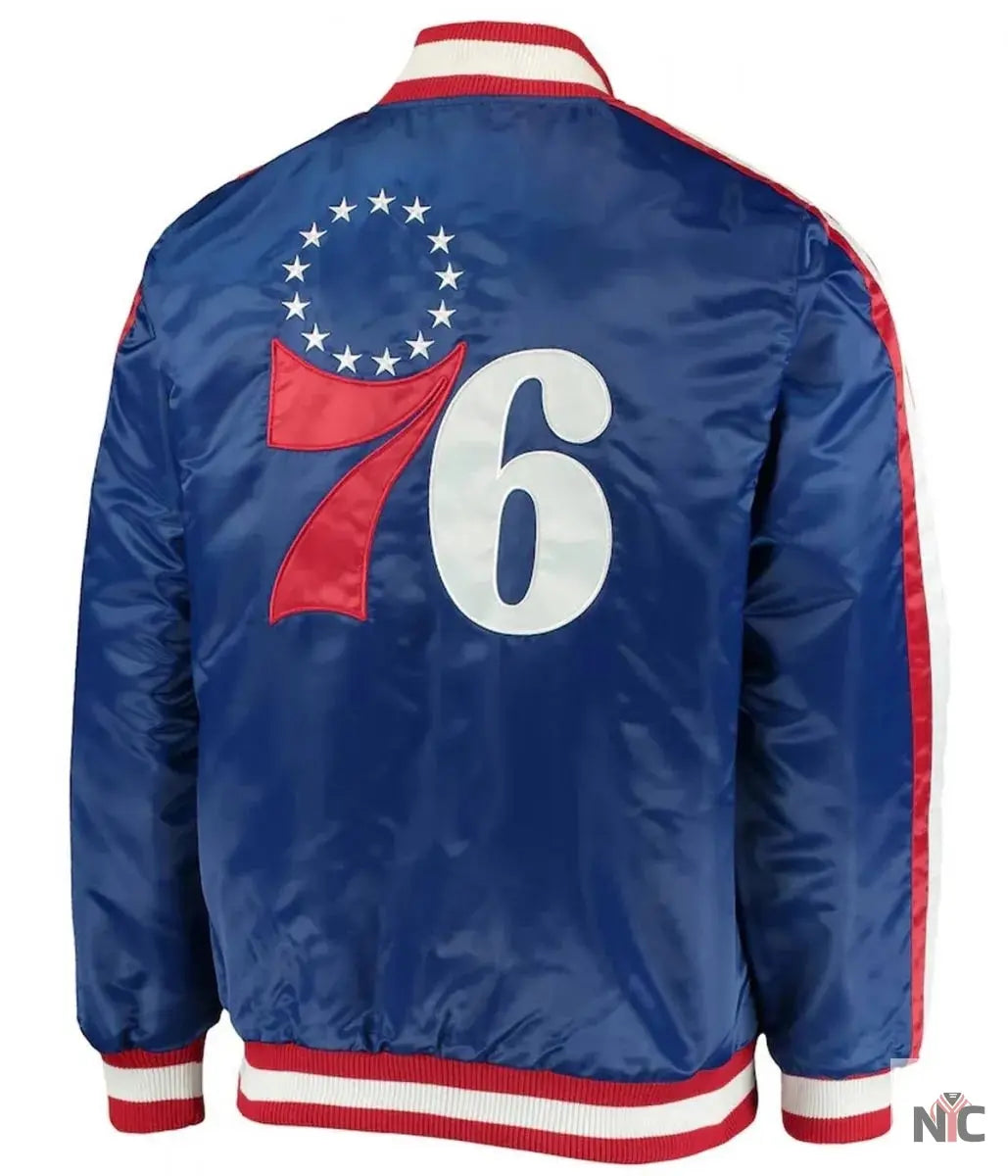 The Offensive Philadelphia 76ers Varsity Satin Full-Snap Jacket Clanton Jacket