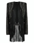 The Voice Reba McEntire Black Fringed Leather Jacket