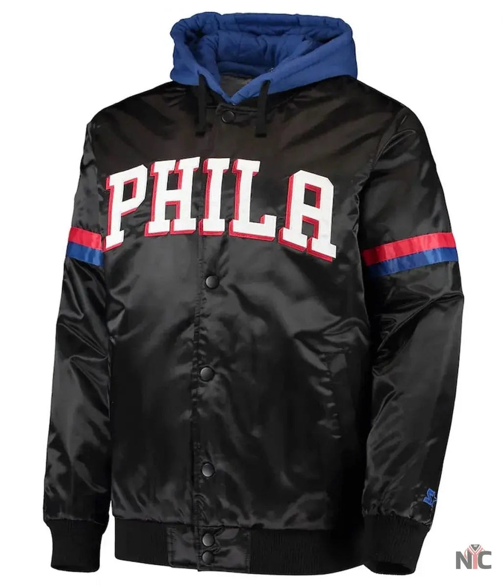 Varsity Philadelphia 76ers Full-Snap Hoodie Jacket Clanton Jacket