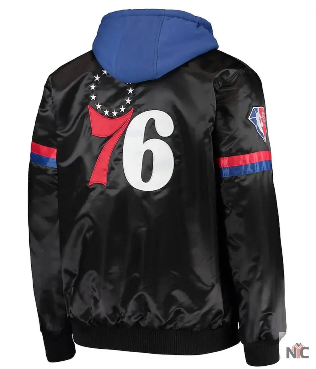Varsity Philadelphia 76ers Full-Snap Hoodie Jacket Clanton Jacket