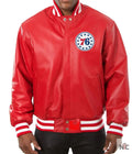 Varsity Philadelphia 76ers Red Leather Jacket Clanton Jacket