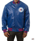 Varsity Philadelphia 76ers Royal Blue Leather Jacket Clanton Jacket