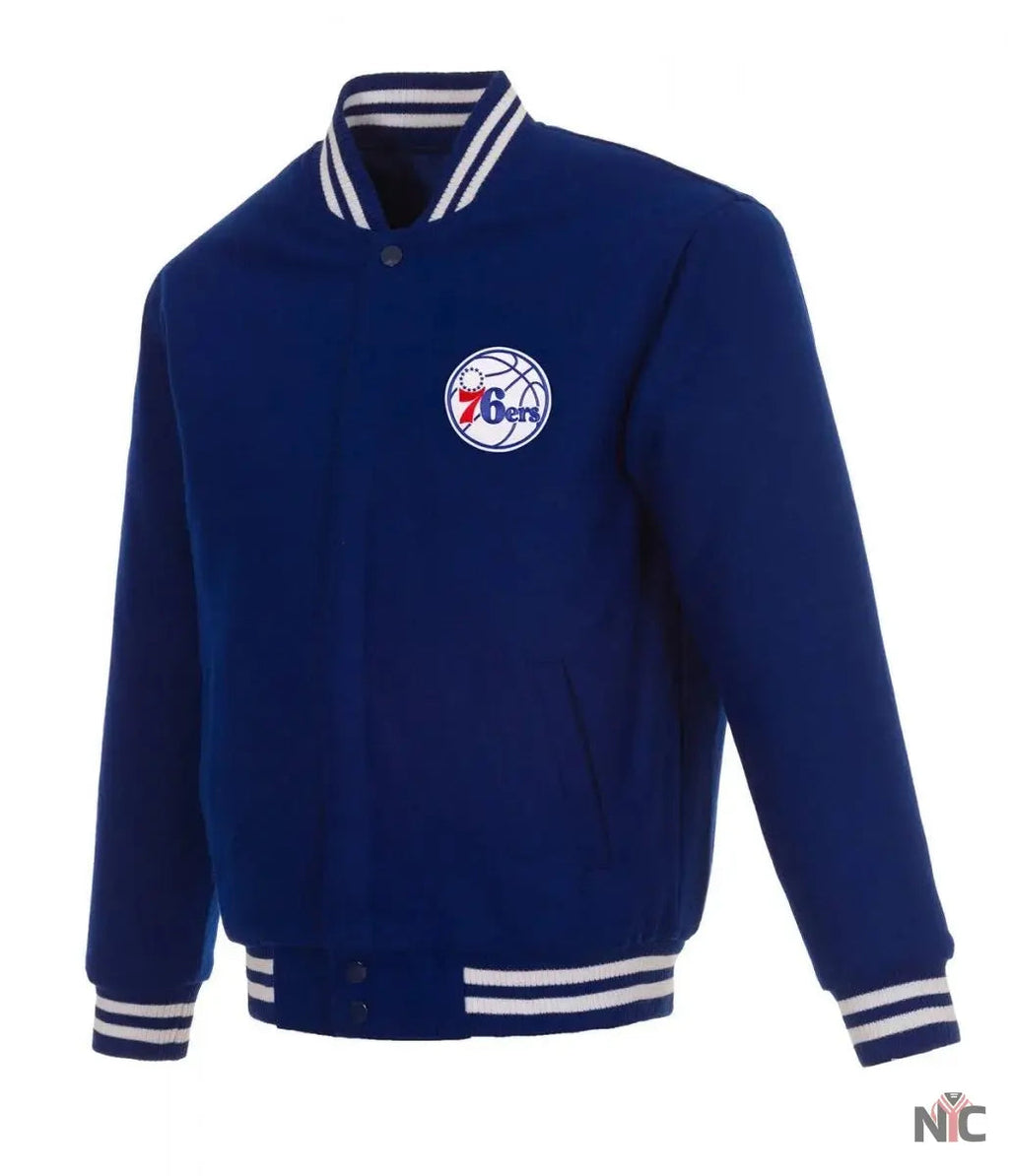 Varsity Philadelphia 76ers Royal Blue Wool Jacket Clanton Jacket