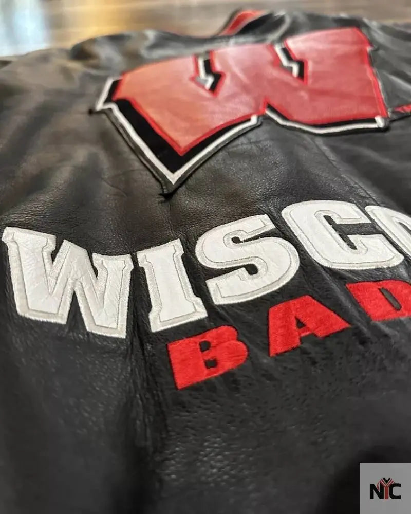 Vintage University Of Wisconsin Badgers Leather Jacket Clanton Jacket