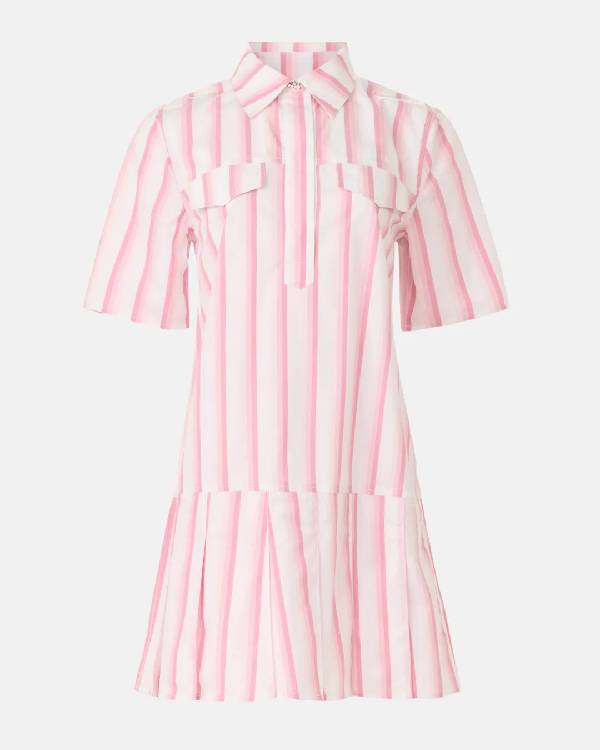Access Daily Emily Orozco Pink and White Striped Mini Dress Clanton Jacket